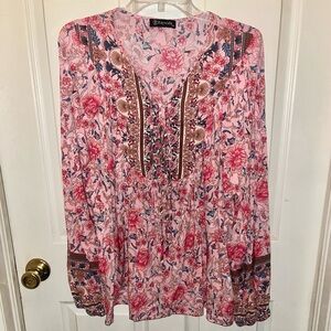 KAYWIDE Women’s Long Sleeve Boho Hippie Print Top. Sz XXL.